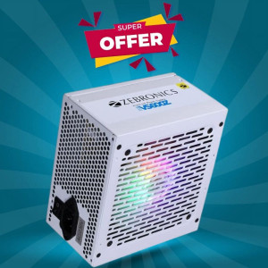 ZEBRONICS VS600Z 600W Premium Power Supply with Silent 120mm RGB Fan - White